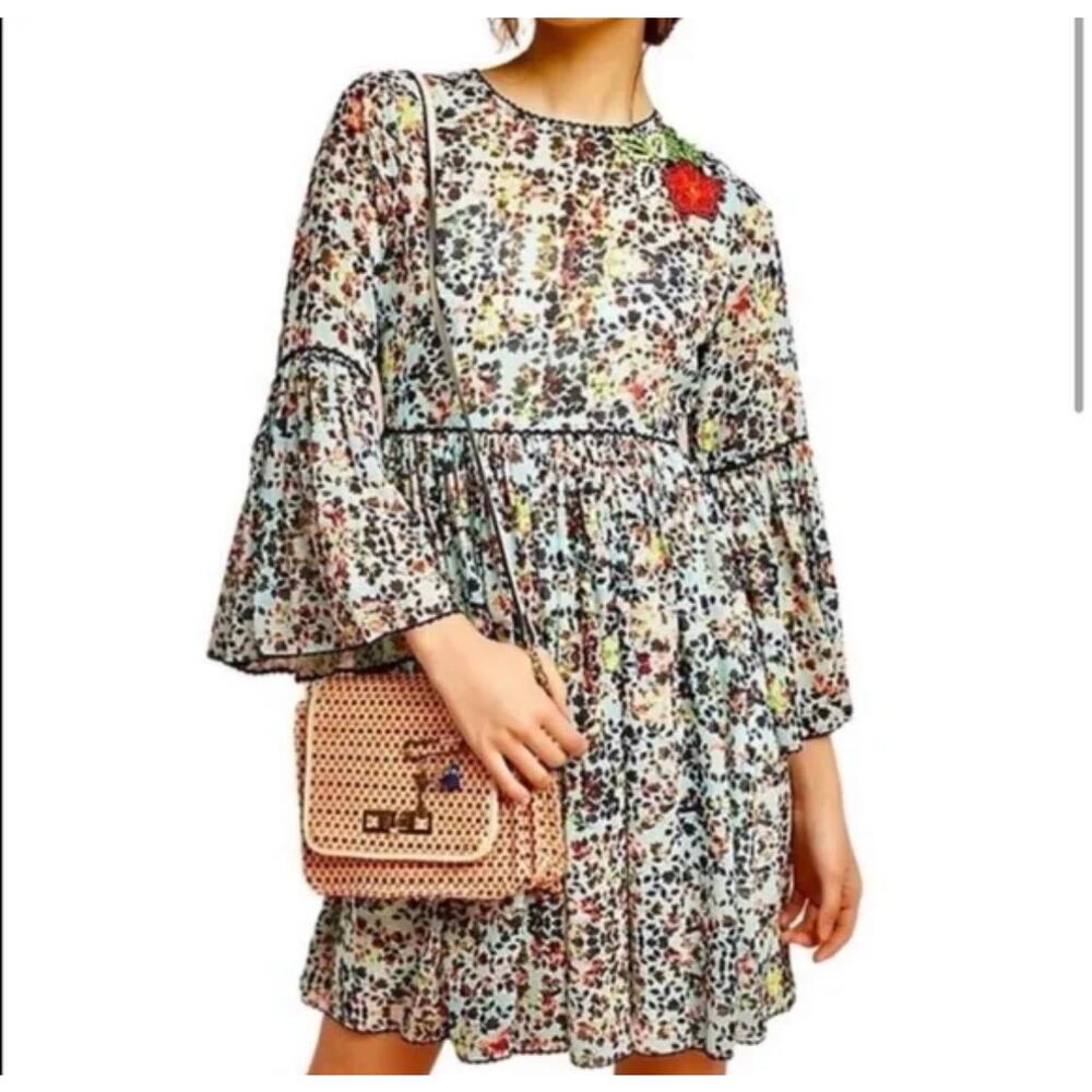 Anthropologie Bhanuni by Jyoti Libra Embroidered Tunic Dress Multicolor Size 4